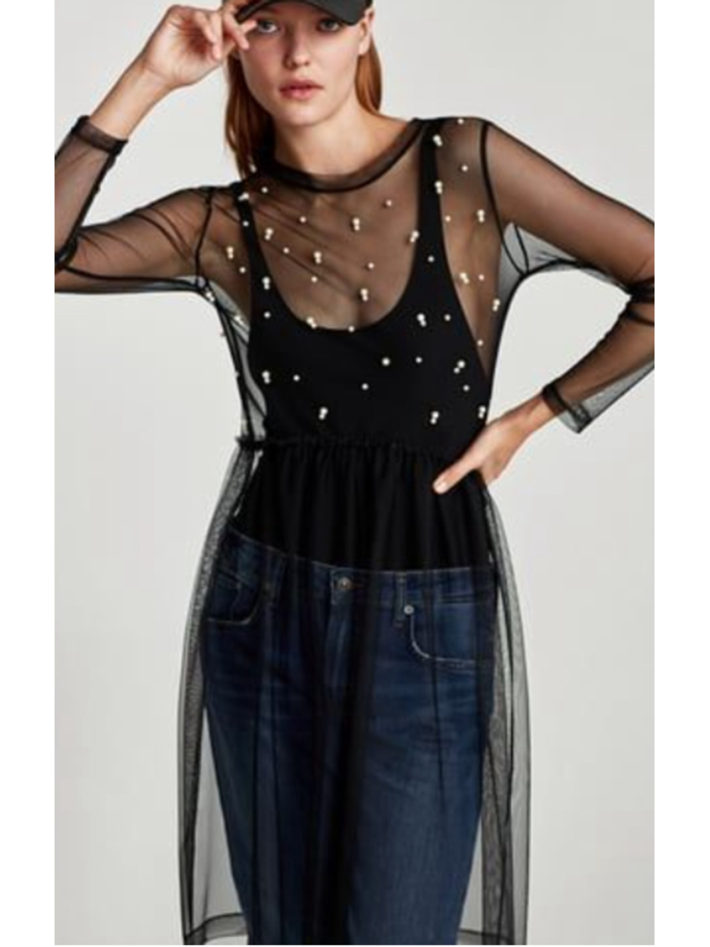 Zara Black Mesh Midi Dress